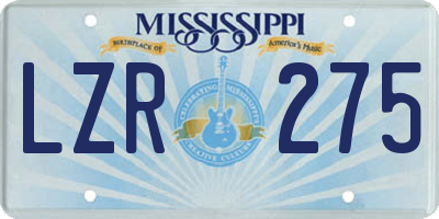 MS license plate LZR275