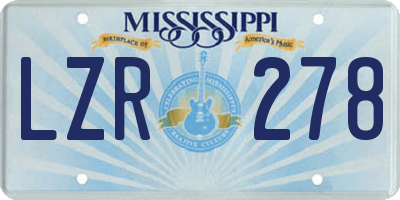 MS license plate LZR278