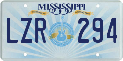 MS license plate LZR294
