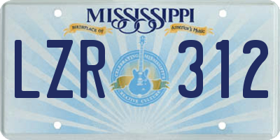 MS license plate LZR312