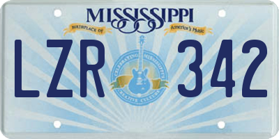 MS license plate LZR342