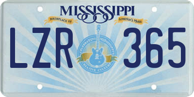 MS license plate LZR365