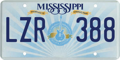 MS license plate LZR388
