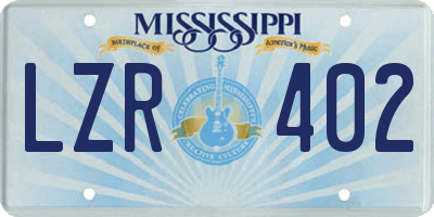 MS license plate LZR402