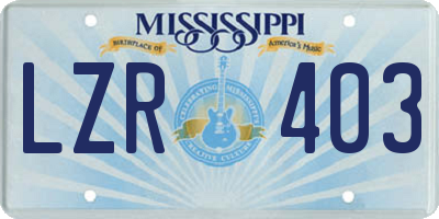 MS license plate LZR403