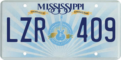 MS license plate LZR409