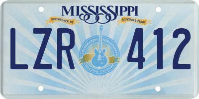 MS license plate LZR412