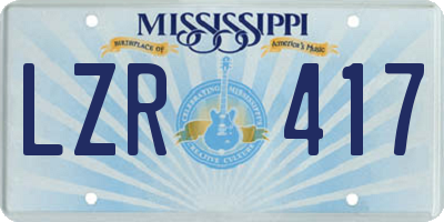 MS license plate LZR417