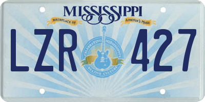 MS license plate LZR427