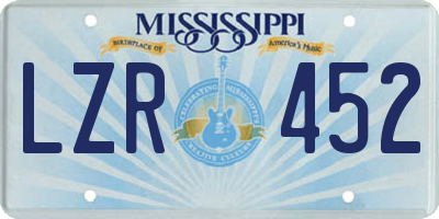 MS license plate LZR452