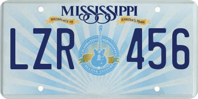 MS license plate LZR456