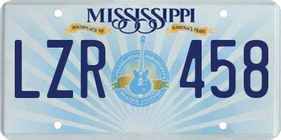 MS license plate LZR458