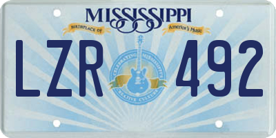 MS license plate LZR492