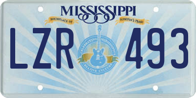 MS license plate LZR493
