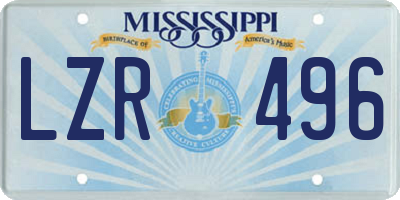 MS license plate LZR496