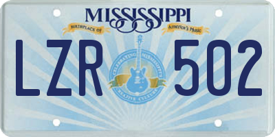 MS license plate LZR502
