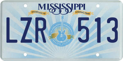 MS license plate LZR513