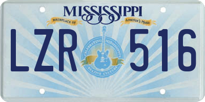 MS license plate LZR516