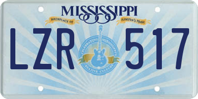 MS license plate LZR517