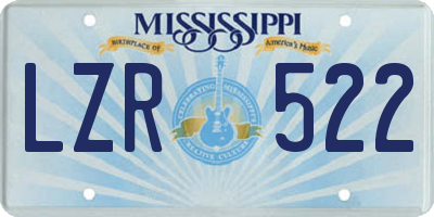 MS license plate LZR522