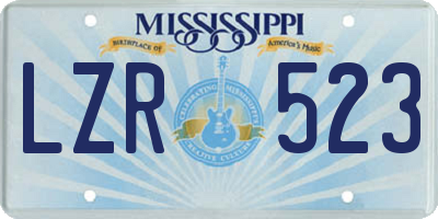 MS license plate LZR523