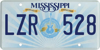 MS license plate LZR528