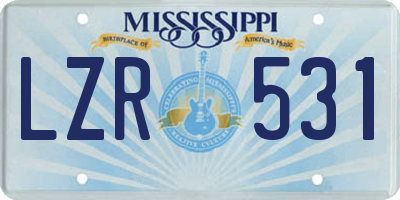 MS license plate LZR531
