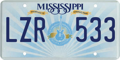MS license plate LZR533