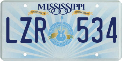 MS license plate LZR534