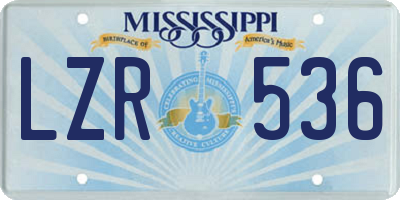 MS license plate LZR536