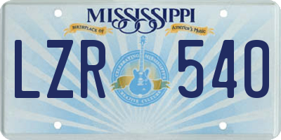 MS license plate LZR540