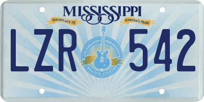 MS license plate LZR542