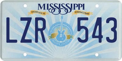 MS license plate LZR543