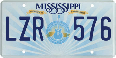 MS license plate LZR576