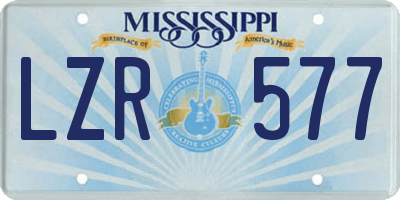 MS license plate LZR577