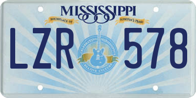 MS license plate LZR578
