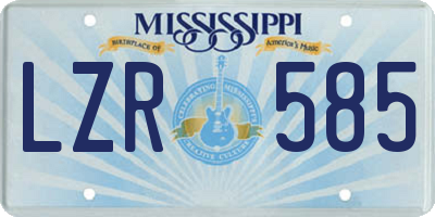 MS license plate LZR585