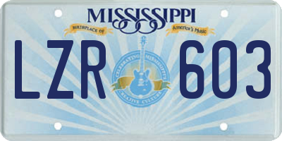 MS license plate LZR603
