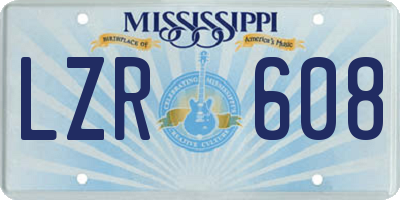MS license plate LZR608