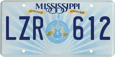 MS license plate LZR612