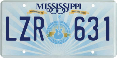 MS license plate LZR631