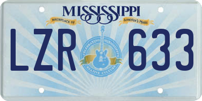 MS license plate LZR633