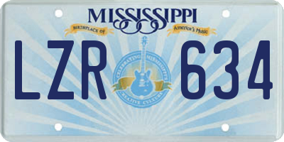 MS license plate LZR634