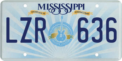 MS license plate LZR636
