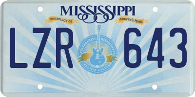 MS license plate LZR643