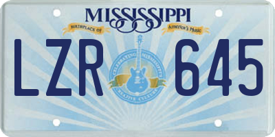 MS license plate LZR645