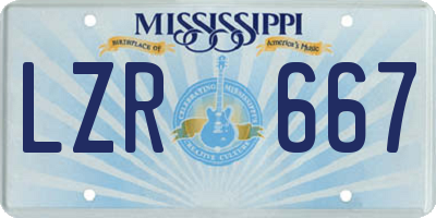 MS license plate LZR667