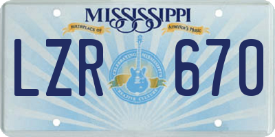 MS license plate LZR670