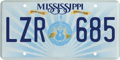 MS license plate LZR685