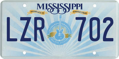 MS license plate LZR702